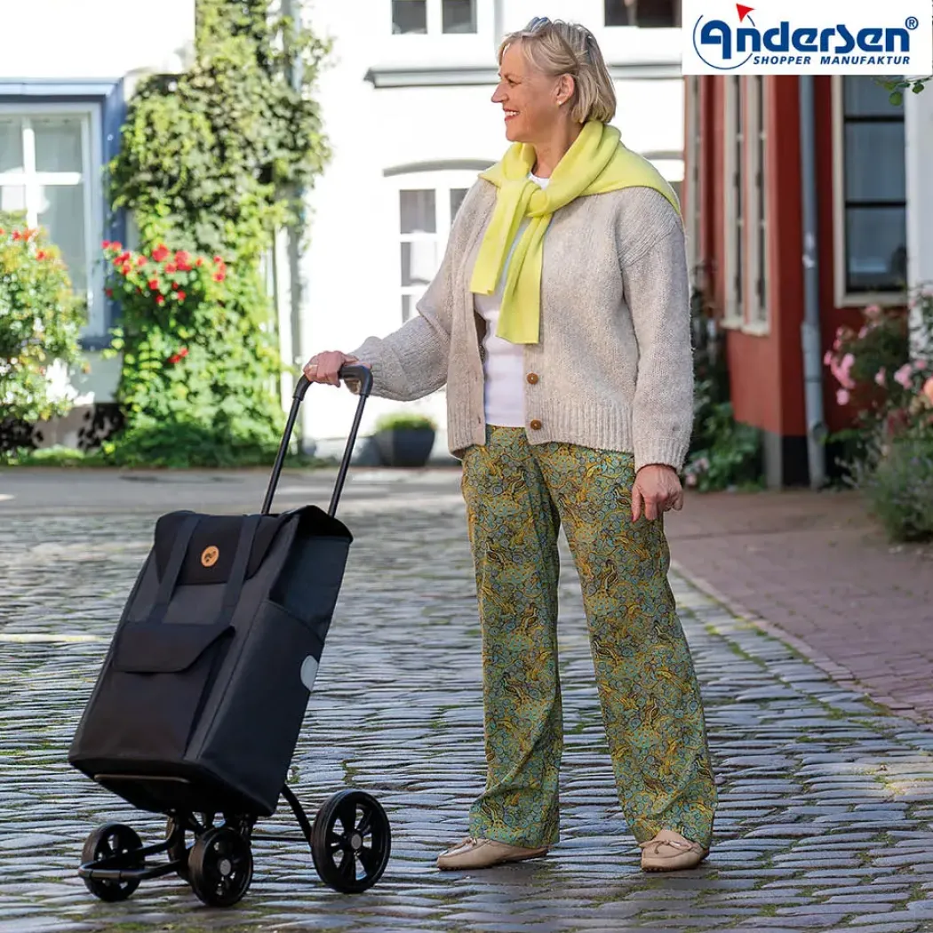 Andersen Quattro shopper trillebag med 4 hjul 49L, svart