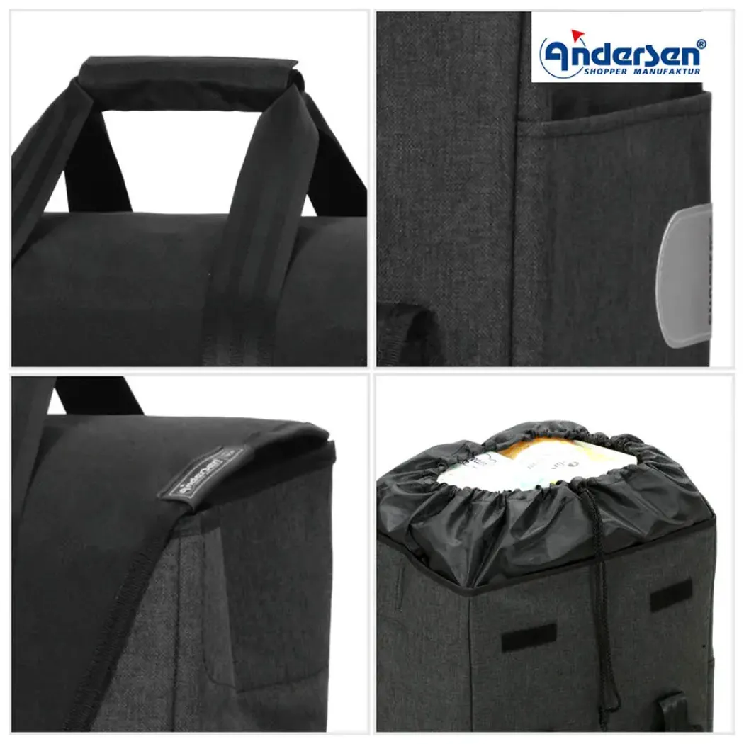 Andersen Quattro shopper trillebag med 4 hjul 49L, svart