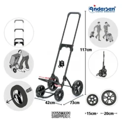 Andersen Quattro shopper trillebag med 4 hjul 49L, svart