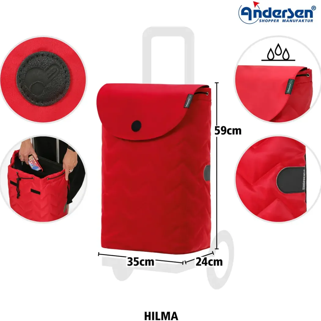 Andersen Royal Shopper Hilma Trillebag 45L, rød