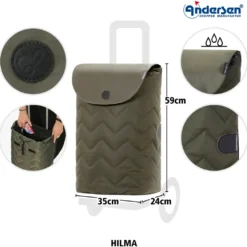 Andersen Royal Shopper Hilma Trillebag 45L, olivengrønn