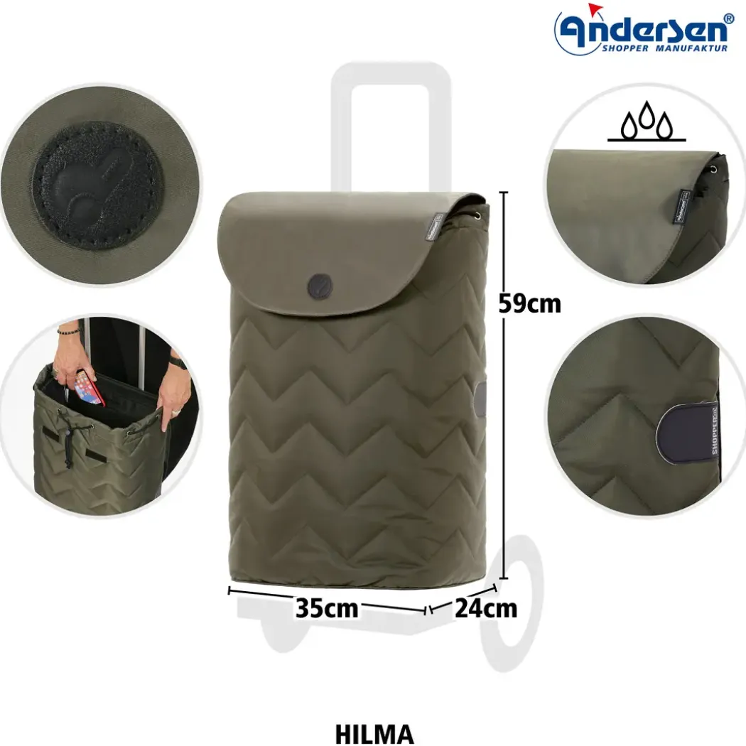 Andersen Royal Shopper Hilma Trillebag 45L, olivengrønn