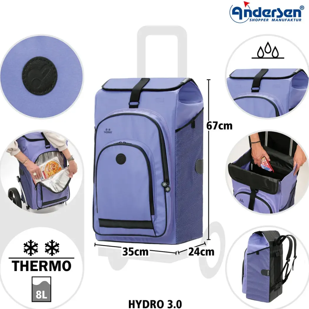 Andersen Royal Shopper Hydro 3.0 Trillebag 62L, lilla