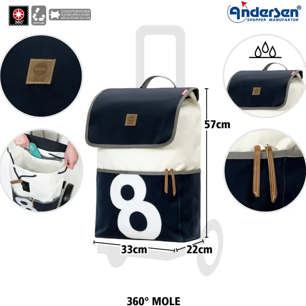 Andersen Royal Shopper 360° Mole Trillebag 41L, blå