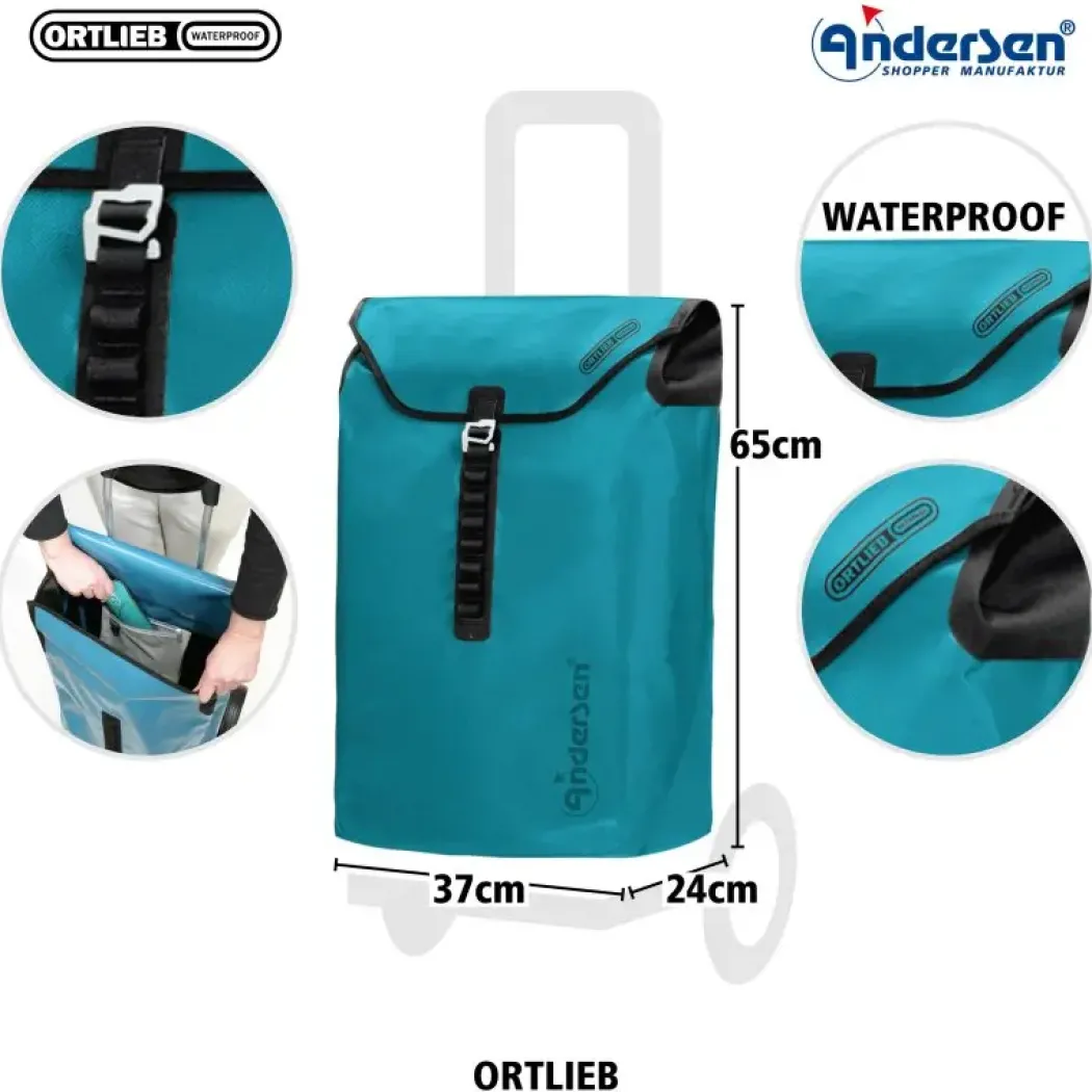 Andersen Royal Shopper Ortlieb Trillebag 49L, petrol