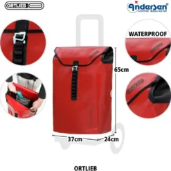 Andersen Royal Shopper Ortlieb Trillebag 49L, rød