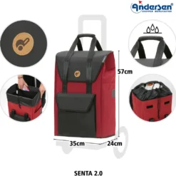 Andersen Royal Shopper Senta 2.0 Trillebag 49L, rød