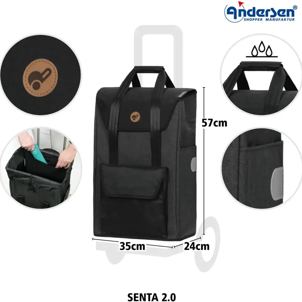 Andersen Royal Shopper Senta 2.0 ekstra bag 49L, svart