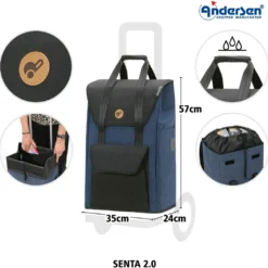 Andersen Royal Shopper Senta 2.0 Trillebag 49L, blå