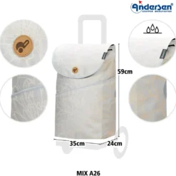 Andersen Scala Shopper MIX A26 Trillebag 45L, lysgrå – limited edition