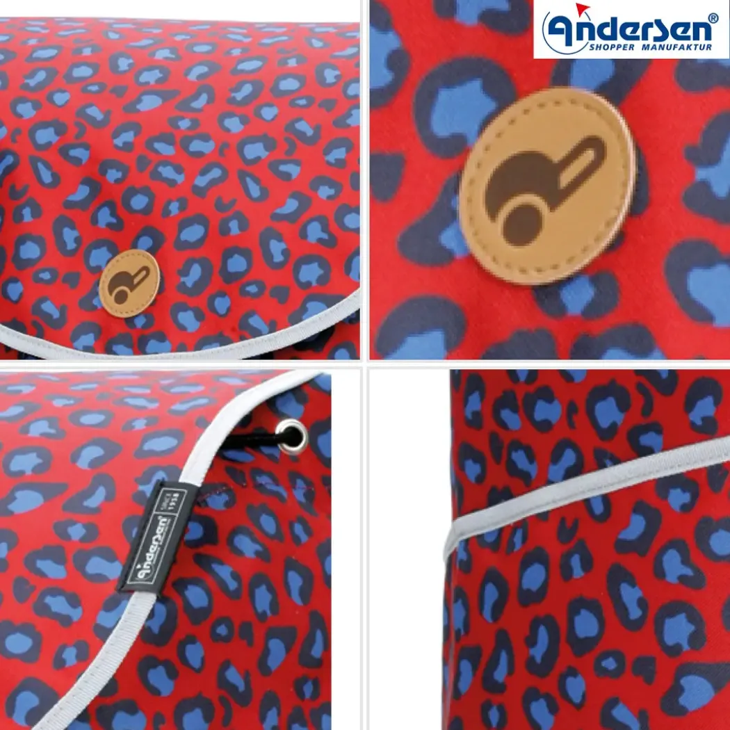Andersen Scala Shopper MIX A25 Trillebag 46L, rød med leopardmønster – limited edition