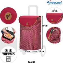 Andersen Unus Shopper Famke Trillebag 47L, rød