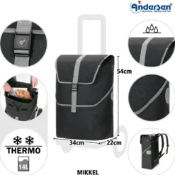 Andersen Unus Shopper Mikkel Trillebag 37L, svart