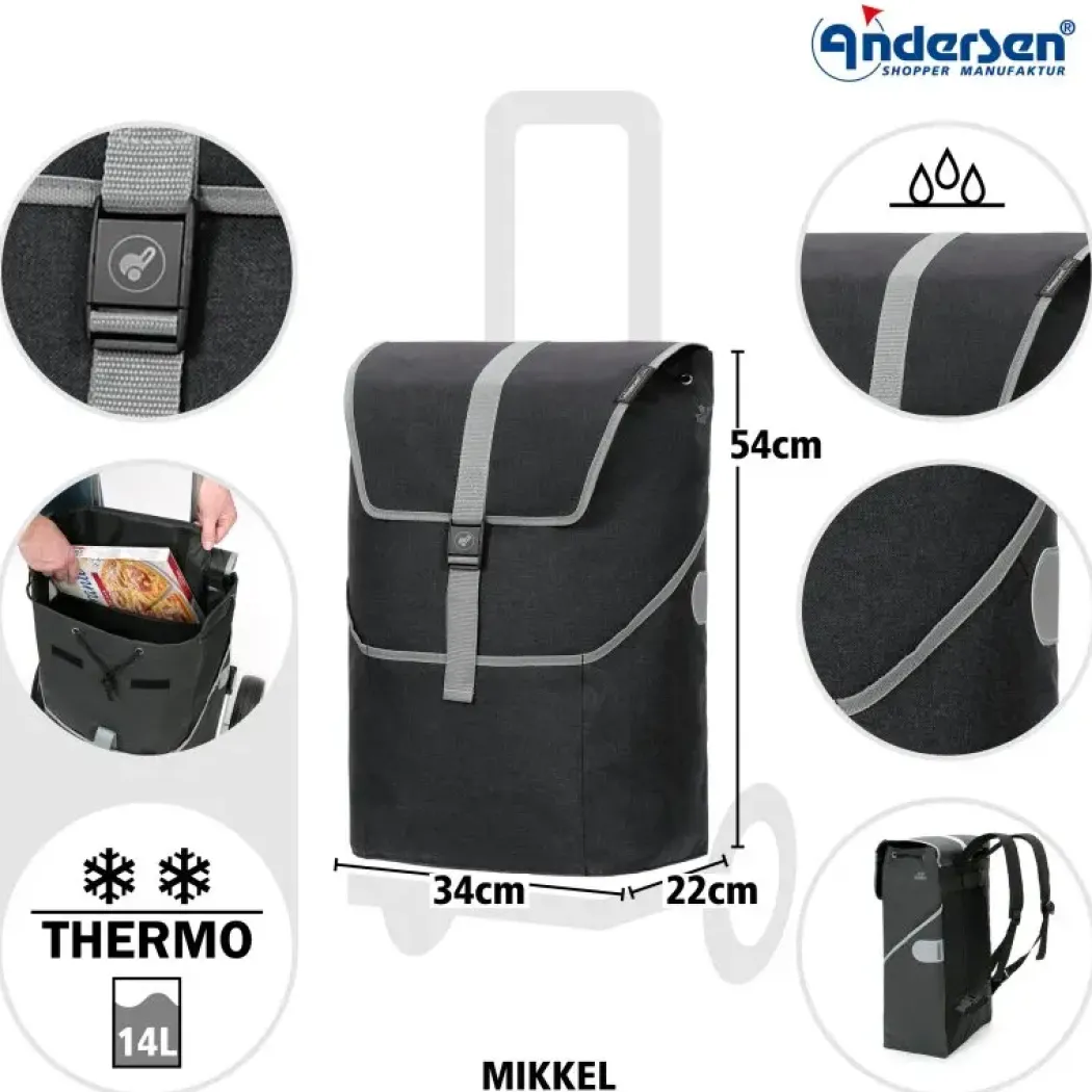 Andersen Unus Shopper Mikkel Trillebag 37L, svart