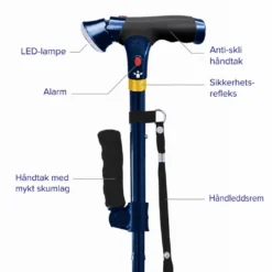 DR-HO’s Get Up & Go sammenleggbar stokk med lys og alarm