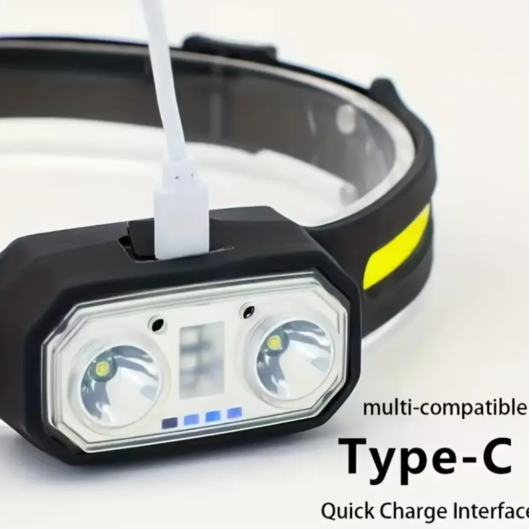 HomeLine oppladbar hodelykt med sidelys og sensor, 200 lumen