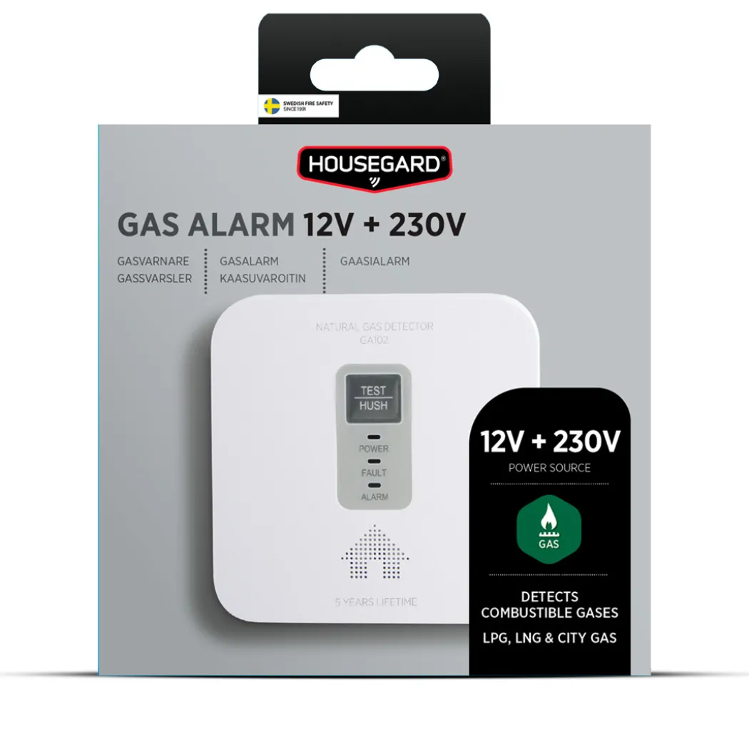 Housegard GA102 gassvarsler, 12V/230V