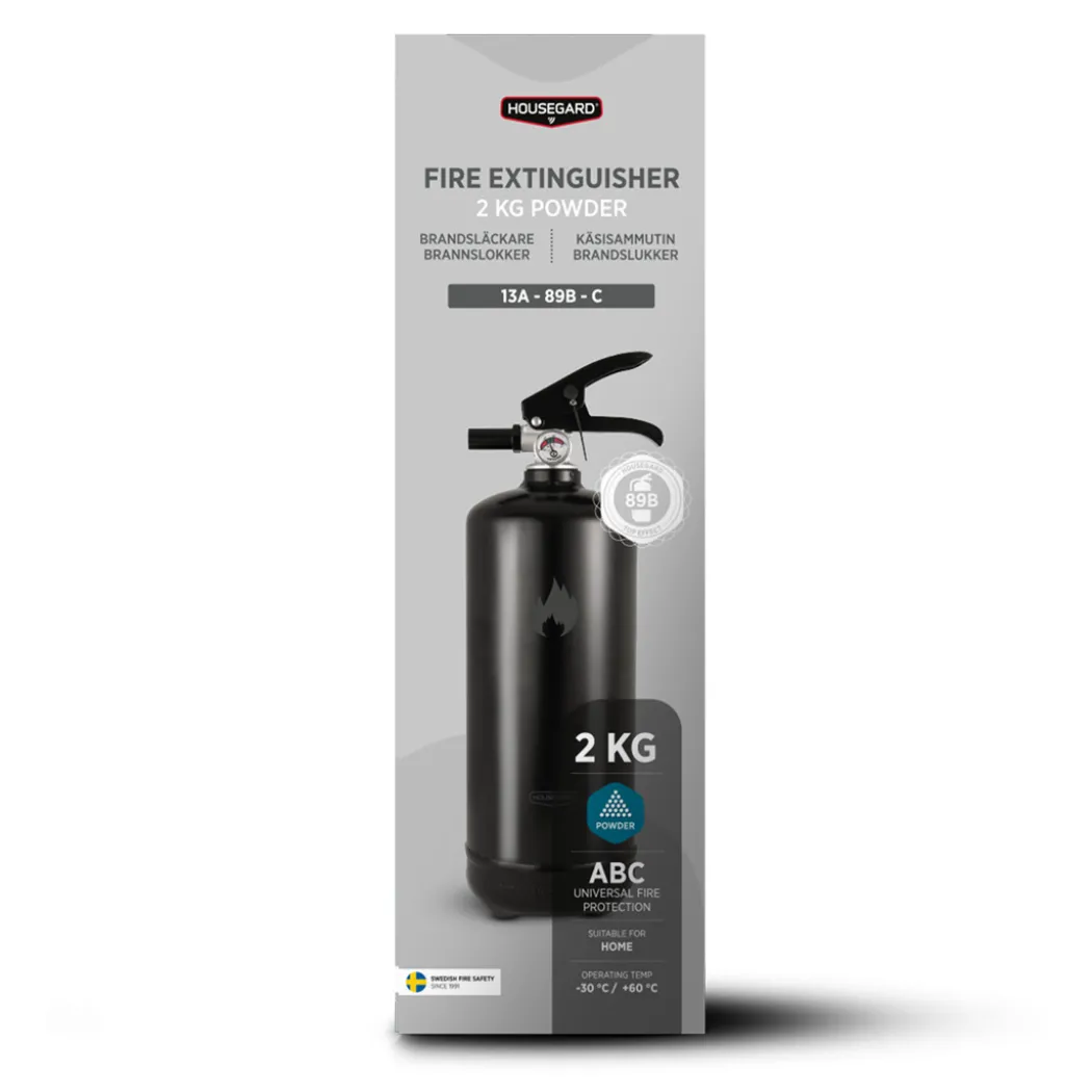 Housegard 2 kg pulverslukker, svart