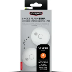 Housegard Luma seriekoblet røykvarsler 2-pk, hvit