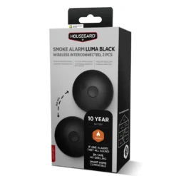 Housegard Luma seriekoblet røykvarsler 2-pk, svart