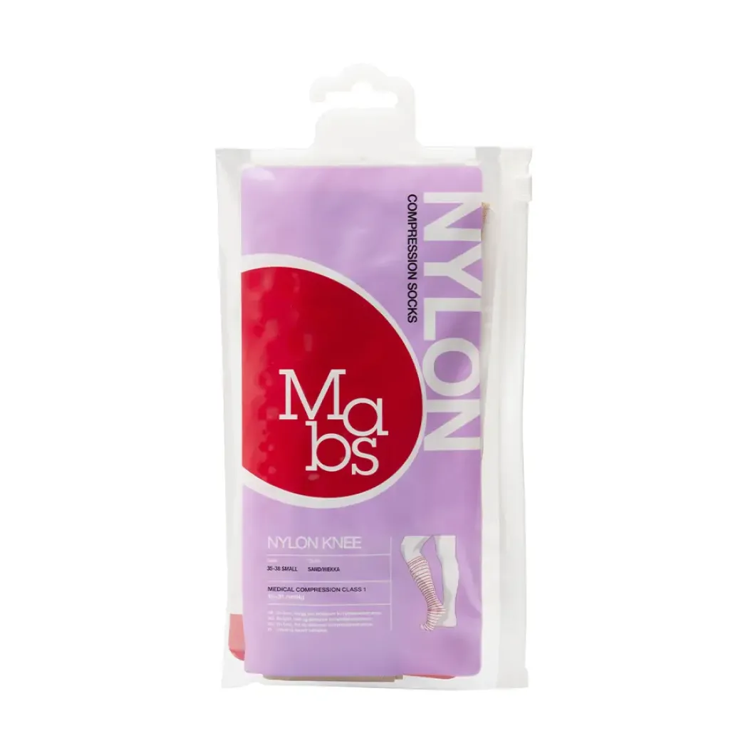 Mabs nylon knestrømpe med kompresjon – sand