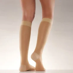 Mabs nylon knestrømpe med kompresjon – sand