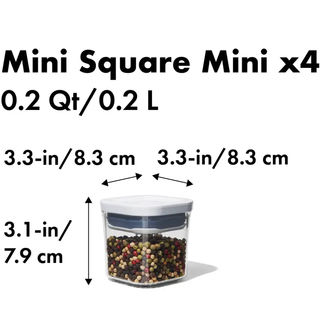 OXO POP lufttette mini oppbevaringsbokser, 4 stk